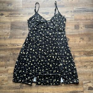 Marilyn Monroe Women's Black Yellow Floral Print Sleeveless Dress Sz Large